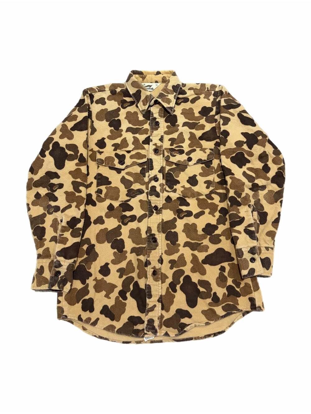 Vintage Duxbak Camo Fleece Button Down Shirt Size M